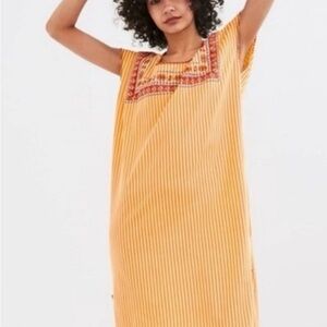 Zara Bohemian Embroidered Stripe Tunic Dress Midi